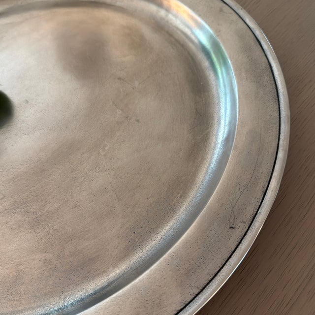 Metal Large Handmade Round Pewter Platter by Match 1995 For Sale - Image 7 of 11