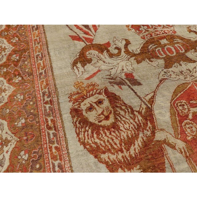Early 20th Century Galerie Shabab Collection Early 20th Century 'Royal Coat of Arms of the United Kingdom' Accent Rug For Sale - Image 5 of 10
