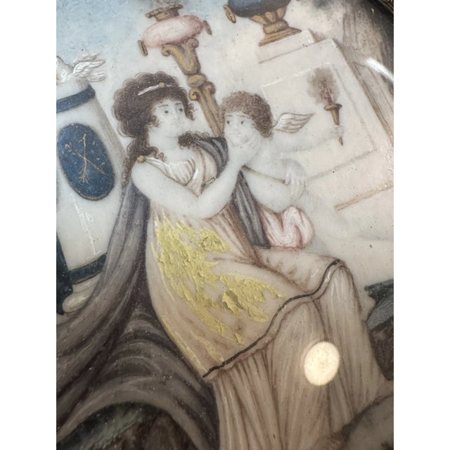 Mid 19th Century 19th Century Neoclassical Miniature Painting Pair in Original Ebonized Frames & Glass, Circa 1850, Paris For Sale - Image 5 of 12