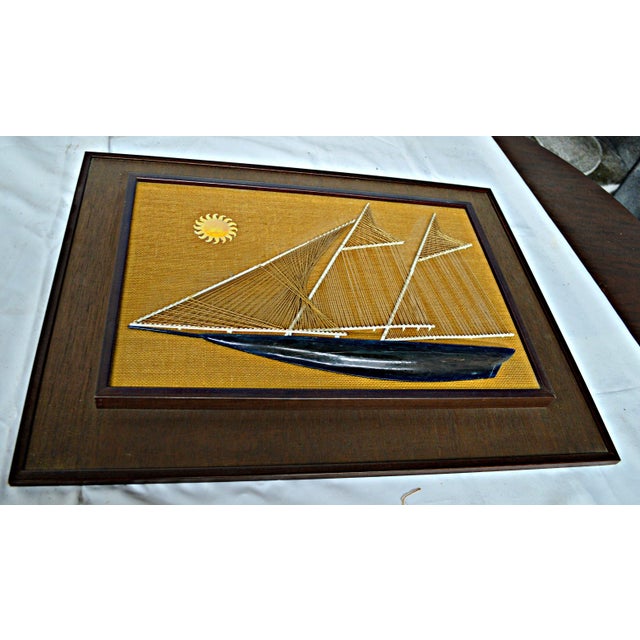 Sailboat String & Nail Ship Hanging Art For Sale - Image 4 of 7