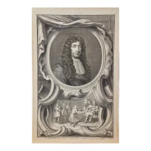18th Century Engraved Portrait of George Savile, Marquis of Halifax by Jacobus Houbraken, 1747