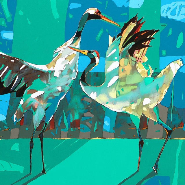 Contemporary Rafal Gadowski, Cranes 10, 2026, Oil on Canvas For Sale - Image 3 of 3