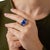 2010s Lugano Gia 14.10 Carat Ceylon No Heat Sapphire Diamond Enamel 18k Gold Ring, Size 6.25 For Sale - Image 5 of 8