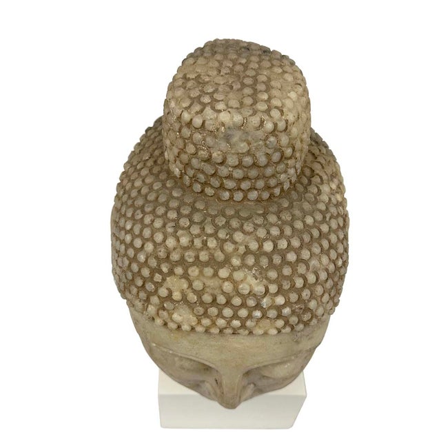 Early 20th Century Antique Chinese Carved Stone Buddha Head Sculpture For Sale - Image 9 of 11