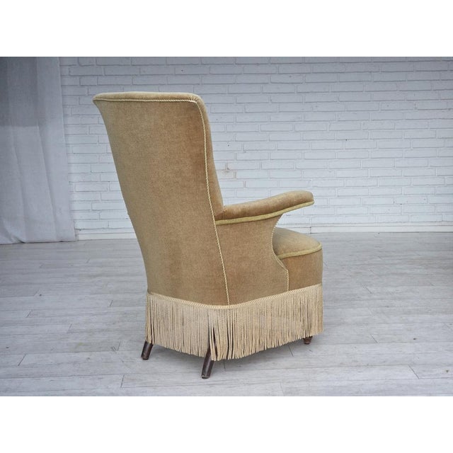 1950s Danish Armchair in Velour with Ash Legs, 1950s For Sale - Image 5 of 18