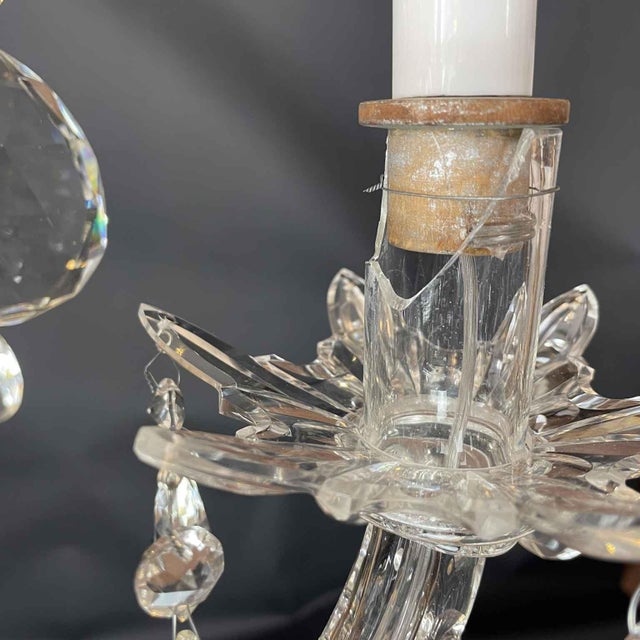 Eight-Light Bohemian Crystal Chandelier, 1950 For Sale - Image 8 of 10