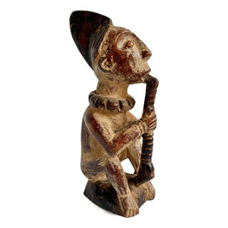 Antique African Akan Ghana Wood Figure With Staff For Sale