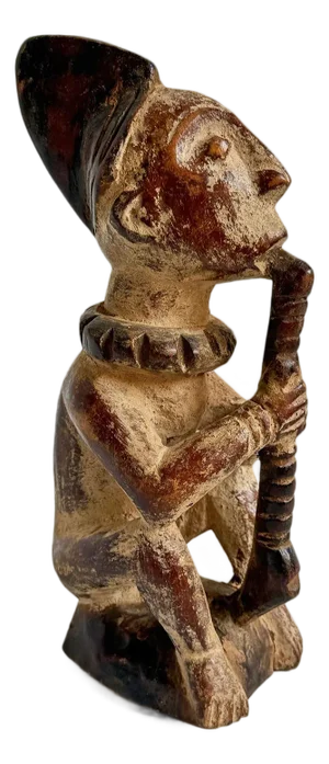 Antique African Akan Ghana Wood Figure With Staff