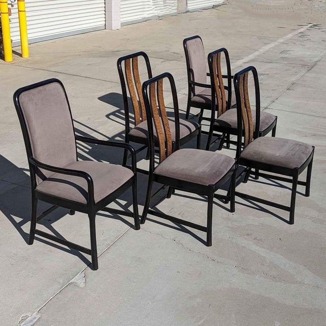 Postmodern Dining Chairs by Bernhardt, Black Lacquer & Birdseye Maple, Set of 6, 1980s For Sale - Image 15 of 18