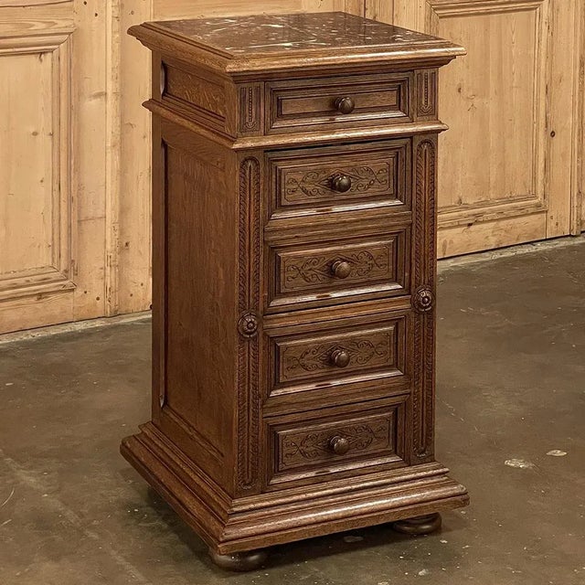 19th Century French Neoclassical Marble Top Nightstand For Sale - Image 13 of 13
