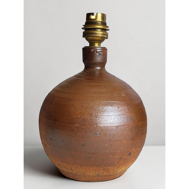 Brutalist Stoneware Globe Lamp, 1970s For Sale - Image 3 of 7