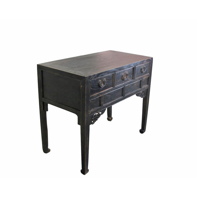Chinese Antique Chinese 40" Three-Drawer Console Table For Sale - Image 3 of 9