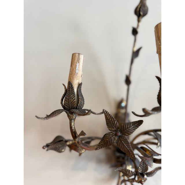 Metal 1900s Antique Iron Floral Sconces - Set of 4 For Sale - Image 7 of 7