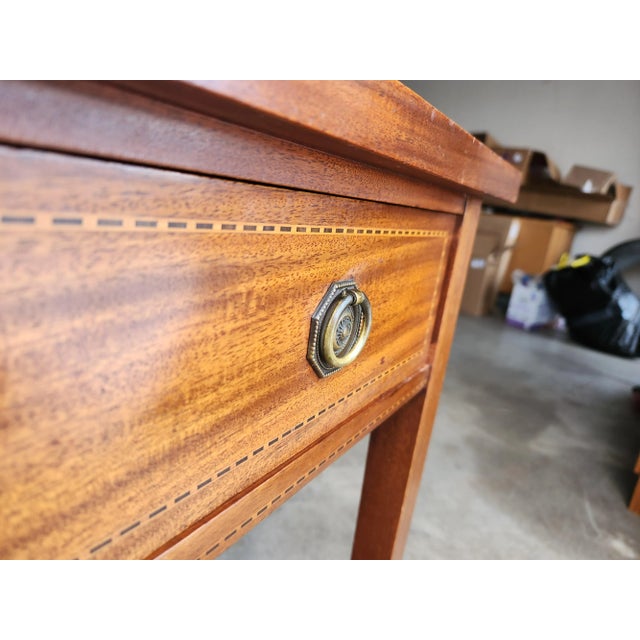 Antique Mahogany Console Table Gallery Back in the Style of Maple & Co. For Sale - Image 4 of 12