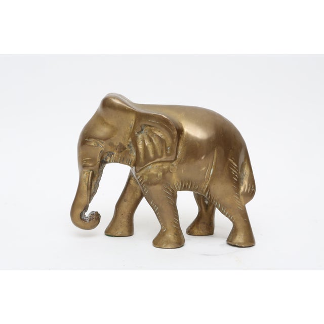 Vintage Large Solid Brass Elephant Figurine For Sale - Image 4 of 6