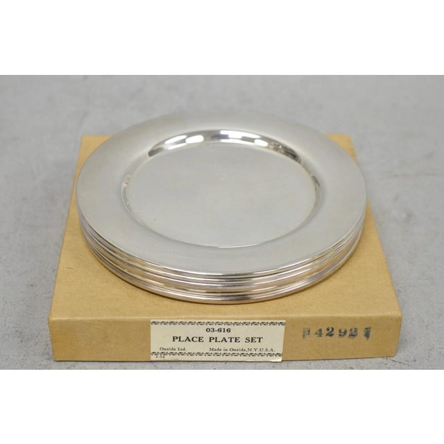 Vintage Oneida Mid Century Modern 6" Silver Plated Bread Dessert Plate, Set of 6 For Sale - Image 9 of 13