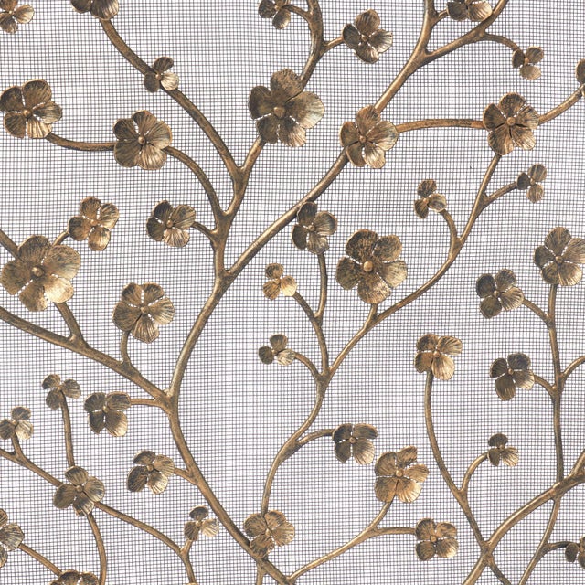 Gold Rubbed Black Primrose Garden Fireplace Screen For Sale - Image 9 of 12