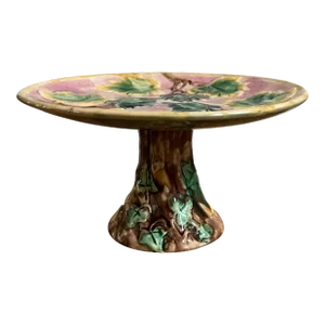 19th Century Majolica Pottery Compote 1880