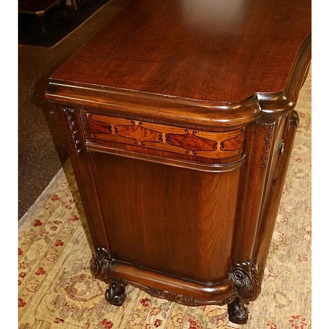 French 1920's French Louis XV Style Walnut Inlaid Commode Chest Server by Rockford For Sale - Image 3 of 10