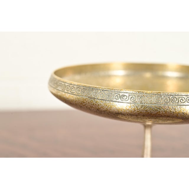 Early 20th Century Tiffany Studios New York Bronze Doré Pedestal Bowl or Compote Dish With Greek Key Design For Sale - Image 5 of 11