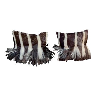 Zebra Hide Throw Pillows, a Pair For Sale
