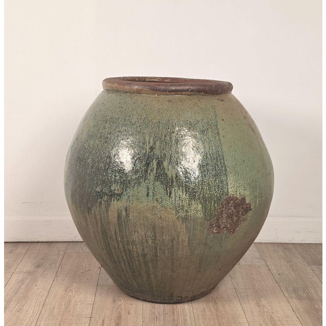 Massive Celadon Glazed Chinese Pot 35" H. X 33" For Sale - Image 4 of 6