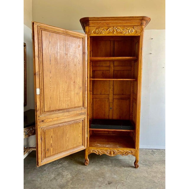Wood 19th Century French Provincial Pine Cabinet With Acanthus Carving For Sale - Image 7 of 12