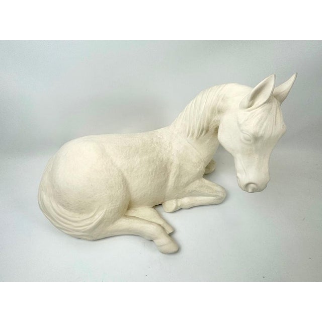 Vintage Large Ceramic Lying Horse Figure, 1980s For Sale - Image 4 of 14