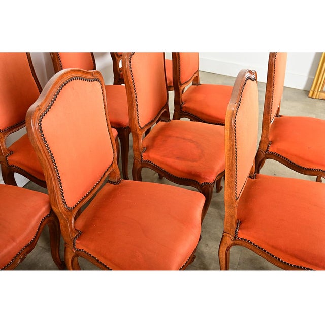 French Vintage Set of Nine Louis XV Style Dining Chairs For Sale - Image 4 of 15