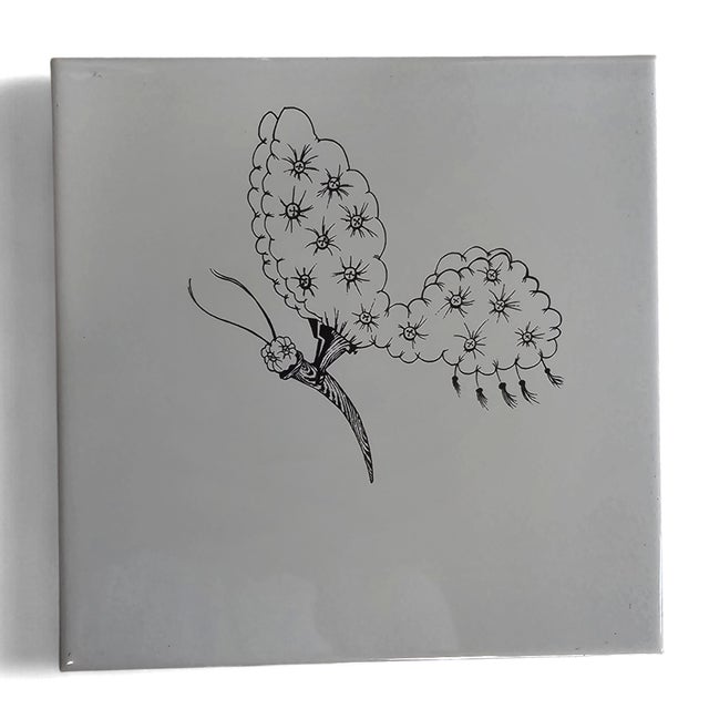 6 x " Centro Lettere " Ceramic tiles by Gio Ponti for Ceramica Bardelli 1990s Height 20 Depth 1 Width 20 cm Price / set of...