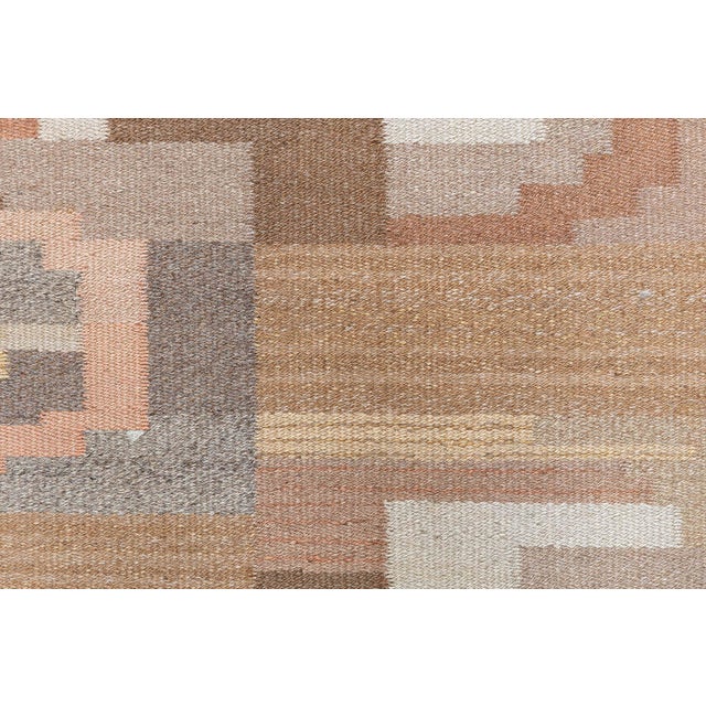 Mid 20th Century Doris Leslie Blau Vintage Swedish Flat-Weave Rug in Earth Tones For Sale - Image 5 of 9