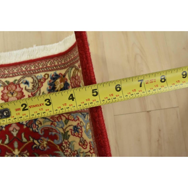 Fine Qom Rug 3’4” X 4’11” Red Wool/Silk Traditional Hand-Knotted Carpet For Sale - Image 10 of 12