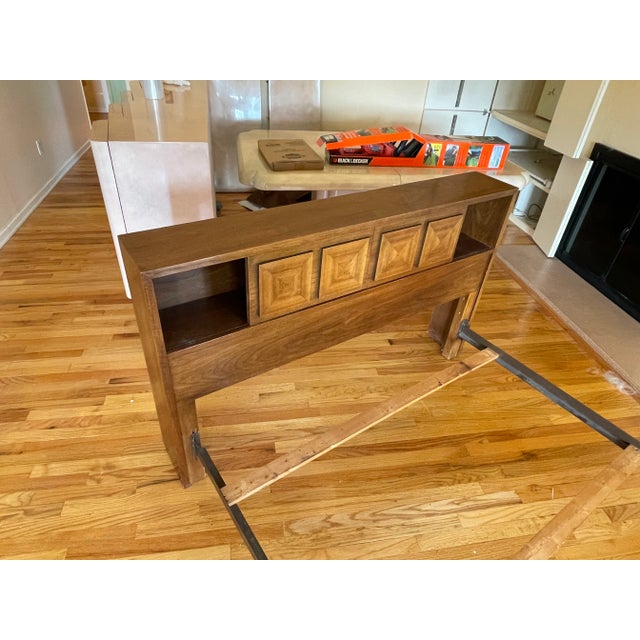 1960s Lane Harlequin Style Mid Century Walnut Storage Full BedFrame For Sale - Image 5 of 5