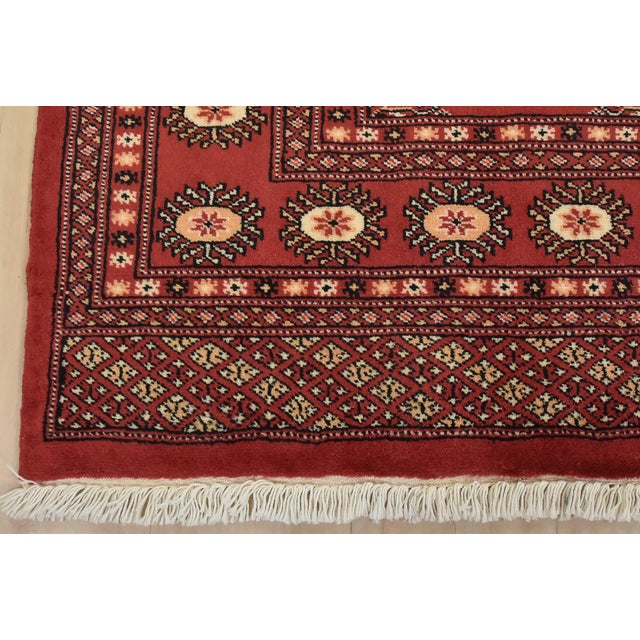 Bokhara Rug 5’2” X 7’9” Red Wool Tribal Hand-Knotted Oriental Carpet For Sale - Image 10 of 13