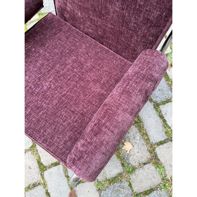 Halina Armchair in Purple Upholstered and Chrome Finish by Hellerau For Sale - Image 6 of 11