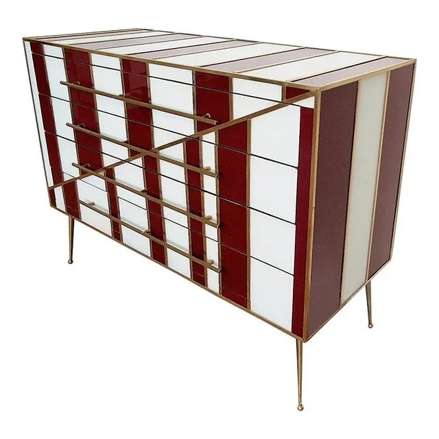 Wood Commode with 4 Glass Drawers, 1990s For Sale - Image 7 of 7