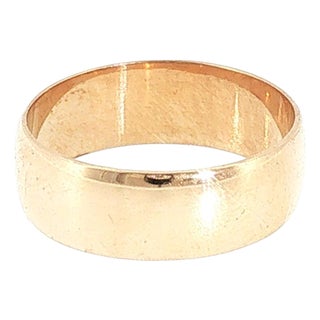 A Late 19th-Century 9 Karat Rosie Yellow Gold 7mm Wedding Ring, Size 9.5 For Sale