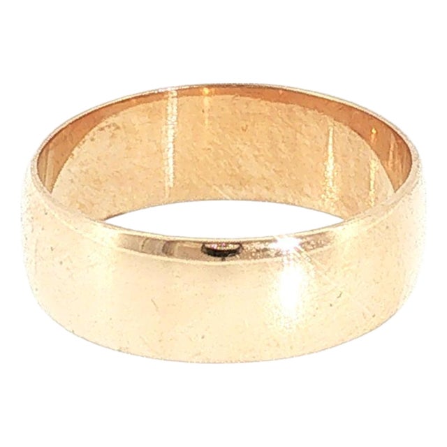 A Late 19th-Century 9 Karat Rosie Yellow Gold 7mm Wedding Ring, Size 9.5 For Sale