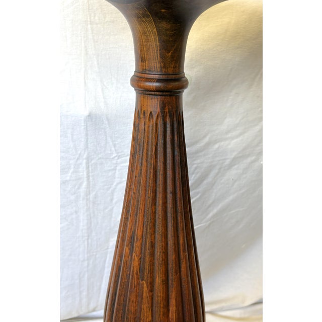 1900's Solid Wood Reeded Pedestal/ Plant Stand With Marble Top For Sale - Image 9 of 18