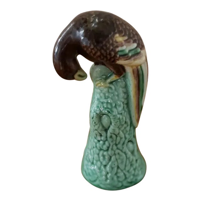 Early 20th Century Chinese Sancai Glazed Porcelain Parrot Figurine For Sale