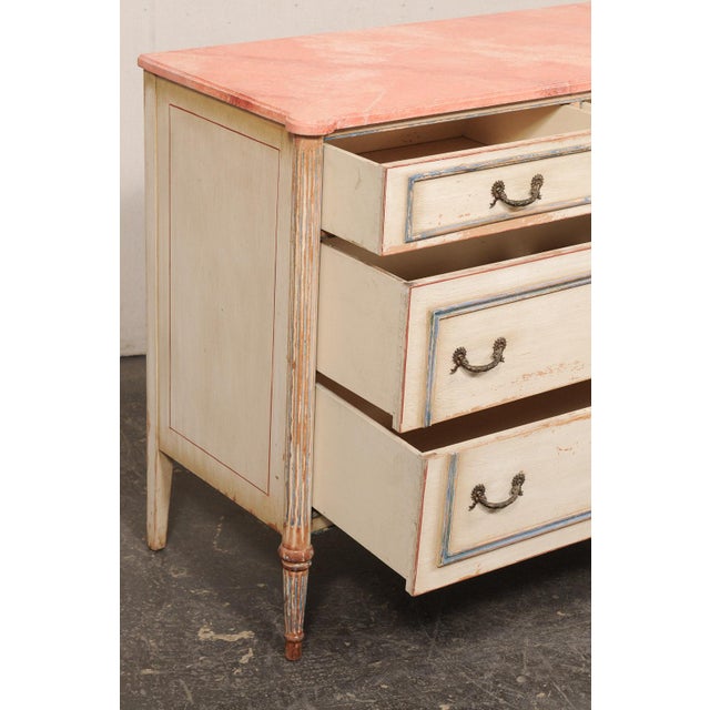 Mid 20th Century French Painted Wood Chest W/ Faux Marble Top For Sale - Image 12 of 12