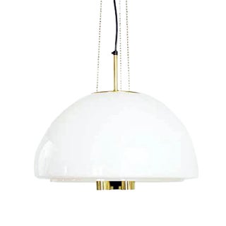 Opaline and Brass Ceiling Lamp from Glashütte Limburg, 1960s For Sale