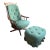 Heywood-Wakefield Danish Modern Tufted Swivel Lounge Chair & Pleated Ottoman in Emerald Tweed 1960's For Sale