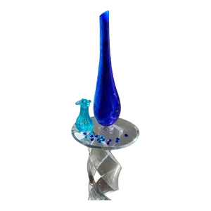 Handblown Glass 22" Vase by Victor Chiarizia, Cobalt Blue, Incalmo Technique