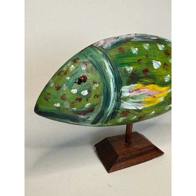 Coastal Sculpted Wood Hand Painted Tropical Fish Figurine For Sale - Image 4 of 12
