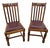 Antique Oak Side Chairs Set of Two Arts & Crafts Carved Spindle Back Vinyl Seats For Sale