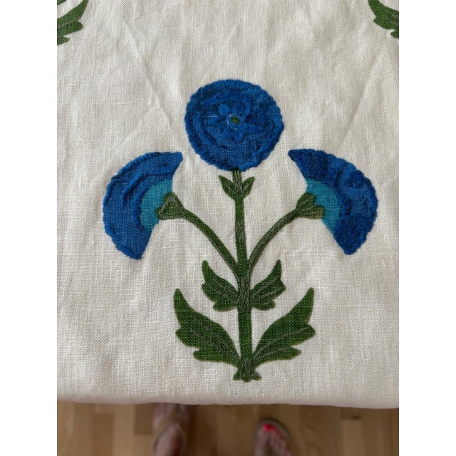 Offered is 2.5 continuous yards of authentic Schumacher Saranda flower embroidery fabric. It is presented on the original...