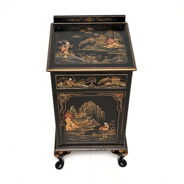 Antique Chinoiserie Lacquered Bedside Cabinet, 1900s For Sale - Image 6 of 12