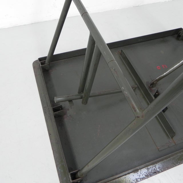 Industrial Folding Table in Steel, 1950s For Sale - Image 11 of 18