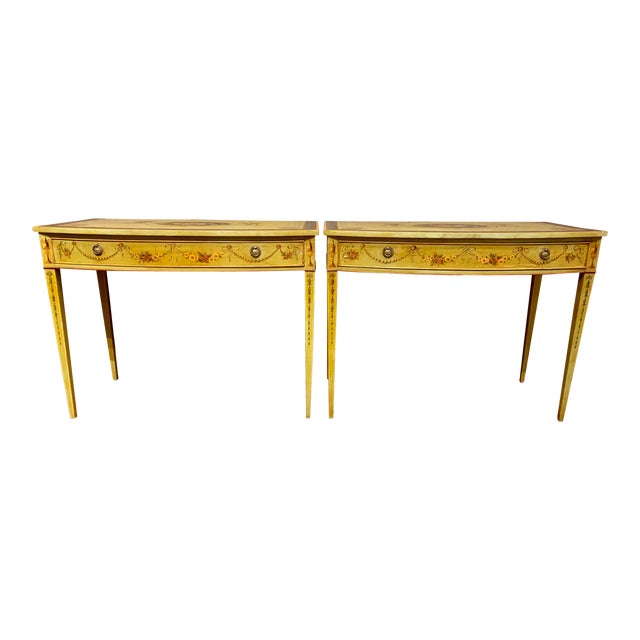 Edwardian Adams Style Painted Consoles a Pair For Sale